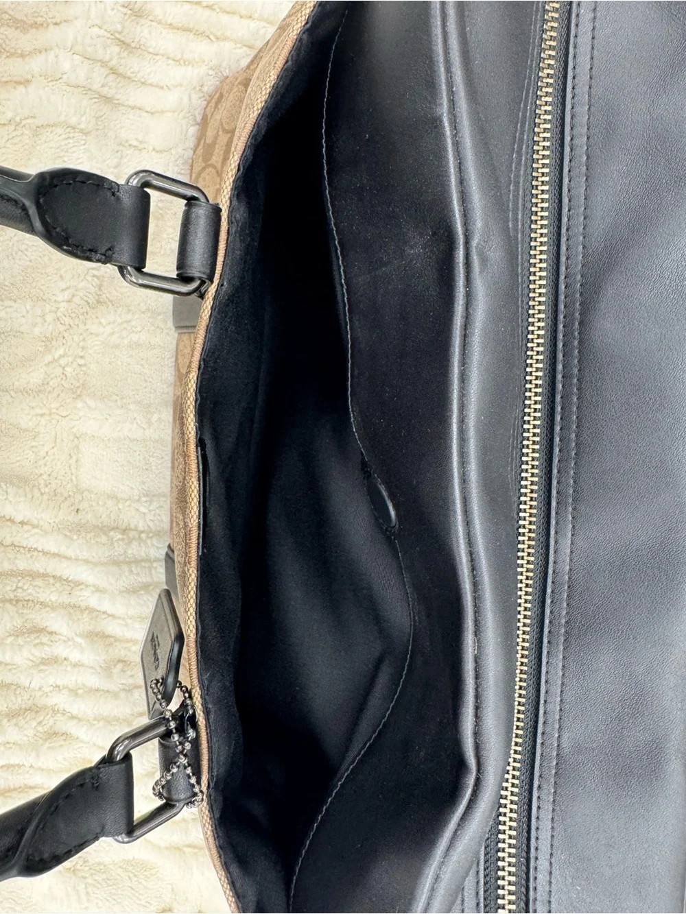 NWT Coach Brown Signature Canvas Briefcase with Black Leather Trim